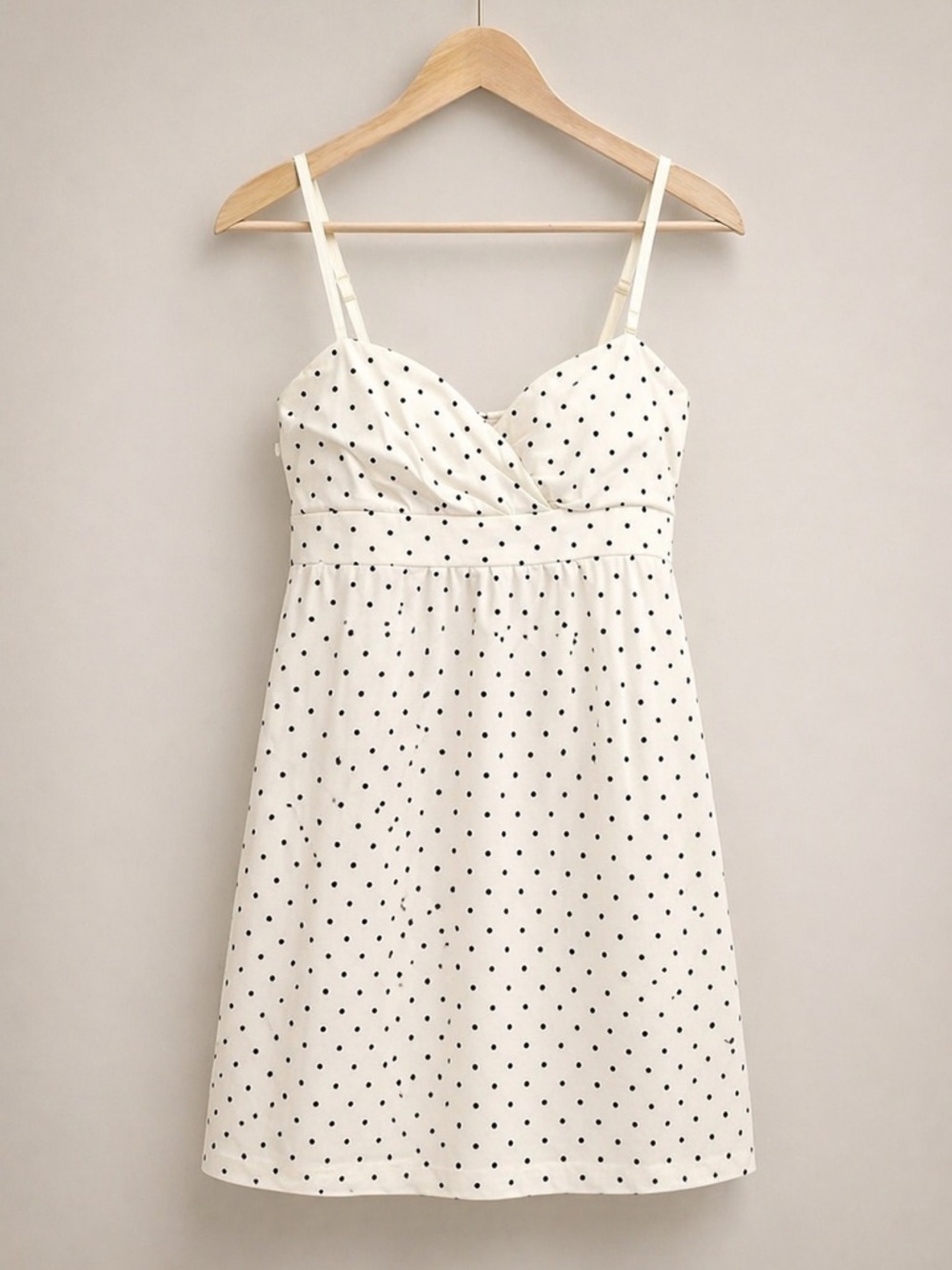 Volcom White Polka Dot Mini Dress Cotton Spandex Fit & Flare Summer Size L